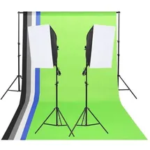 vidaXL Fotostudio-Beleuchtung-Set mit Hintergründen und Softboxen