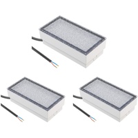 ledscom.de 3 Stück LED Pflasterstein Bodeneinbauleuchte CUS für außen, IP67, eckig, 20 x 10cm, 2,9 W, 228lm, kaltweiß