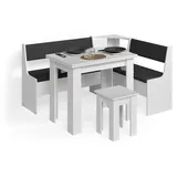 livinity® Eckbankgruppe Tiberio Weiß 150 x 120 cm mit Tisch
