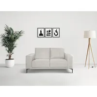 2-Sitzer OTTO HOME "Kompaktsofa Oland, Struktur, Flachgewebe, Luxus-Microfaser, Boucle", braun (latte), B:164cm H:85cm T:83cm, 100% Polyester, Sofas, 164 cm, Wellenunterfederung, Skandi-Design, Metallfüße