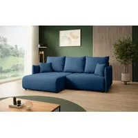 BEAUTYSOFA L-förmiges Ecksofa HENRY MINI Links mit Schlaffunktion L-förmiges Ecksofa mit Bettkasten, 221 cm, Stoff: Kronos5 (Dunkelblau) - Dunkelblau