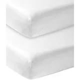 Meyco 565200 Jersey Spannbetttuch, 2er-Pack, 70x140/150 cm (Kinderbett), Weiß 100% Baumwolle