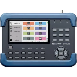 Telestar SATPLUS 5 – SAT Messgerät (für DVB-S/DVB-S2/DVB-C/DVB-T2, Unicable, 5′′ Bildschirm, Live-TV-Bild)