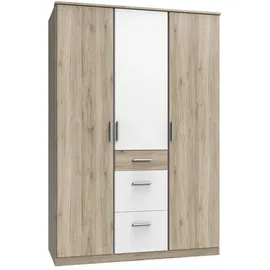 Lomadox Kleiderschrank Johannesburg-43 135 x 199 x 58 cm Braun/Weiß