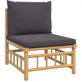 vidaXL Modell 4 Loungeset mit Dunkelgrauen Kissen Bambus braun