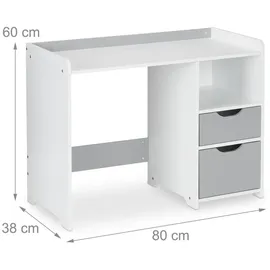 Relaxdays Kinderschreibtisch Relaxdays 80 x 60 x 38 cm MDF weiß/grau