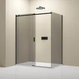 Bernstein Eckdusche mit Schiebetür NT806 FLEX Schwarz matt Nano Graues Glas 120x90 cm 6mm ESG-Sicherheitsglas