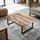 Tulup Tischplatte 100x70 cm Naturholz mit Harz Glas beige