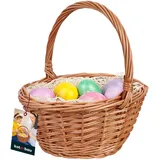KOTARBAU Weidenkorb mit Henkel, rund, braun - Klassischer Weidenkorb für Ostern, Picknick, Einkaufen oder Aufbewahrung