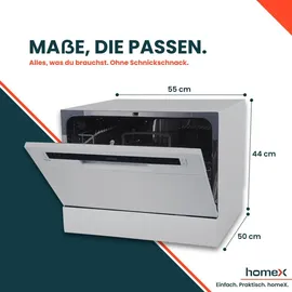 Homex GST6AD-S Tischgeschirrspüler (freistehend, 600 mm, Silber)
