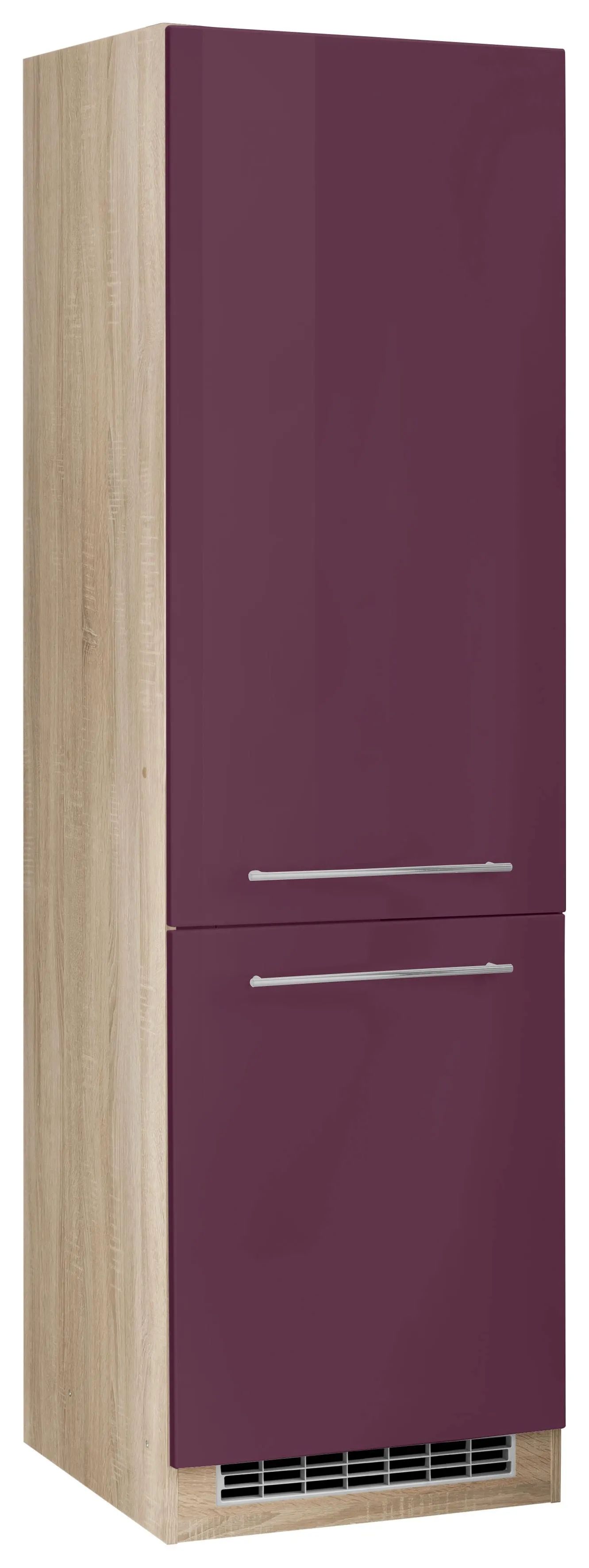 Kühlumbauschrank KOCHSTATION "KS-Eton", lila (aubergine hochglanz), B:60cm H:200cm T:60cm, Schränke, für großen Kühlschrank, Nischenmaß 178 cm