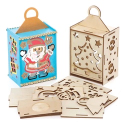 Weihnachtliches Laternen-Set aus Holz (pro Set 3) Bastelaktivitäten zu Weihnachten