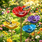 Vogeltränke Metall Futterstation Vögel Gartenstecker,Vogeltränke Winterfest für Den Garten,Bienentränke Blume Insektentränke Flower Garden Stake Bird Bath, für Bienen Schmetterlingstränke (4er-Set)