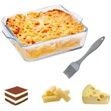 Quadratischer Glasbräter 21 x 21 cm, Klarglas, quadratischer Bräter, hoch thermisch beständig für Backofen Backofen, Mikrowellen- & Spülmaschinenfest, 1,8 L