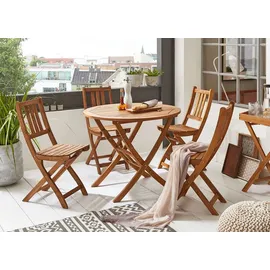 SAM Outillage Balkonmöbel Set 5tlg Akazie Klapptisch rund 90 cm JUSTIN/BLOOM