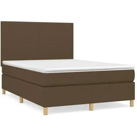 vidaXL Boxspringbett mit Matratze Dunkelbraun 140x200 cm Stoff