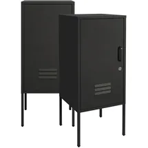 [en.casa] Nachttisch, Hausjärvi 2er Set Schwarz