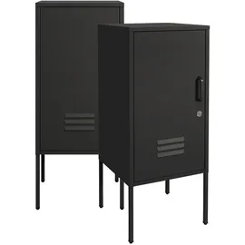 [en.casa] Nachttisch, Hausjärvi 2er Set Schwarz