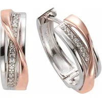 Firetti Paar Creolen »Schmuck Geschenk Silber 925 zweifarbig geschwungenes Design«, mit Zirkonia (synth.), rosegold