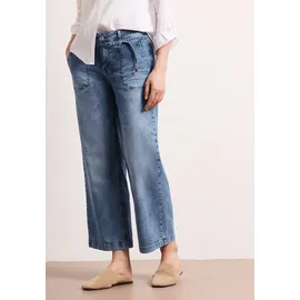 STREET ONE mid Waist Wide Leg Jeans mit Streifen Muster