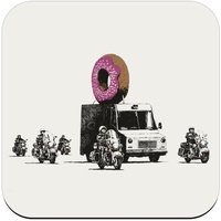Untersetzer aus Kork – Banksy Donuts Escorte Polizei Kapitalismus – 1 Stück (95 x 95 mm)