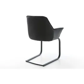 DeLife Freischwinger Kaira-Flex Echt-Leder Schwarz Freischwinger flach Schwarz