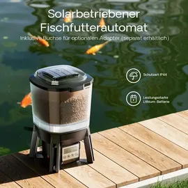 Wiltec SunSun CFF-206 solarbetriebener Fischfutter Automat, programmierbarer Futterspender mit 6 Liter Behälter für 1 bis 6 Fütterungen pro Tag