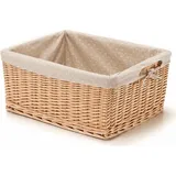 Kleiner rechteckiger Weidenkorb mit Punkfutter 41x31x19 cm