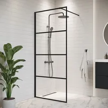 Badplaats Essos Walk-In-Dusche 50 x 200 cm Schwarz