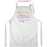 Ferocity Personalisierter Kinderschürze Kind Malschürze Kunstkittel Kochschürze Apron Werkschürze mit einem motiv Weiß Süß mit Namen NEW [074] - 60 - 44 cm