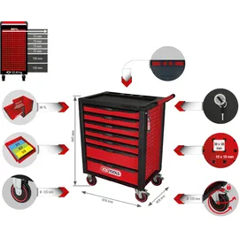 KS Tools RACINGline SCHWARZ/ROT Werkstattwagen mit 7 Schubladen