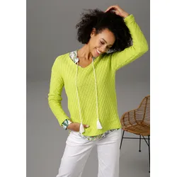 V-Ausschnitt-Pullover, im trendigen Mustermix, Gr. 38, limone, , 39769465-38