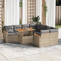 vidaXL Garten-Sofagarnitur 9-tlg. Loungeset beige