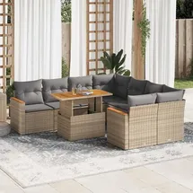 vidaXL Garten-Sofagarnitur 9-tlg. Loungeset beige