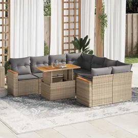 vidaXL Garten-Sofagarnitur 9-tlg. Loungeset beige