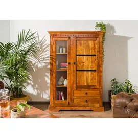 Massivmoebel24 Vitrine Akazie 110 x 45 x 155 cm Braun