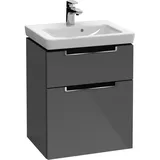 Villeroy & Boch Subway 2.0 Waschtischunterschrank 2 Auszüge, Griff chrom, Glossy Grey