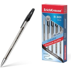 Erich Krause Gelschreiber, Kugelschreiber Gel R-301 Classic Stick Gelstifte 12 Stk. Tinte Schwarz schwarz