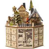 Adventskalender aus Holz – Musikschloss mit 24 Schubladen und LED-Lichtern | Wiederverwendbarer Adventskalender für Kinder und Familie | Weihnachtsdekoration