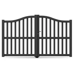 Doppelflügel Gartentor Einfahrt, 2-flügelig, Modell Essen, Aluminium, Anthrazit, flexible Befestigungssysteme, individuell konfigurierbar