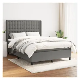 vidaXL Boxspringbett mit Matratze Dunkelgrau 140x200 cm Stoff