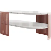 Mirjan24 Couchsitch, Weiß, Messing, Metall, Oval,Oval, 50x40x100 cm, Wohnzimmer,