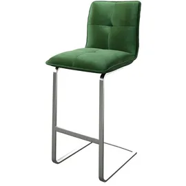DeLife Barstuhl Maddy-Flex Samt Grün Freischwinger flach Edelstahl, Barstühle