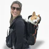 The Maxine One Medium Hunde-Tragerucksack von Little Chonk, für mittelgroße Rassen, verstellbare Haustier-Tragetasche, nach vorne zeigend, für Reisen, Wandern, Schwarz (Bark After Dark)