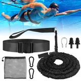 Schwimmgurt für Pool 2.5-7.5m Schwimmtrainer, SilverChry Schwimmgürtel für Pool Erwachsene, Schwimmtrainer Pool Erwachsene, Schwimmwiderstand Gürtel, Schwimmhilfe Erwachsene Pool, Schwarz