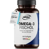 Wehle Sports Omega 3 Kapseln hochdosiert - Fischöl mit 2000mg (1000mg EPA & 500mg DHA) pro Tagesdosis - Omega-3 Fettsäuren ohne Vitamin E - Aufwendig gereinigt aus nachhaltigem Fischfang