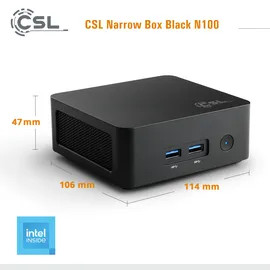 CSL Mini-PC Narrow Box Black N100 2023 32 GB RAM 500 GB SSD Intel UHD Graphics Win 11 Home