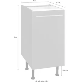 OPTIFIT Unterschrank OPTIFIT "Bern", grau (basaltgrau, basaltgrau), B:40cm H:87cm T:58,4cm, Schränke, Unterschrank, 40 cm breit, mit 1 Tür mit höhenverstellbaren Füßen, mit Metallgriff