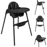 KIKKABOO Hochstuhl 2 in 1 Jammy, Kinderstuhl, Fußstütze, Gurt, Bechervertiefung schwarz