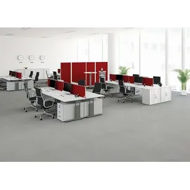 Geramöbel Flex höhenverstellbarer Schreibtisch ahorn quadratisch, C-Fuß-Gestell silber 80,0 x 80,0 cm
